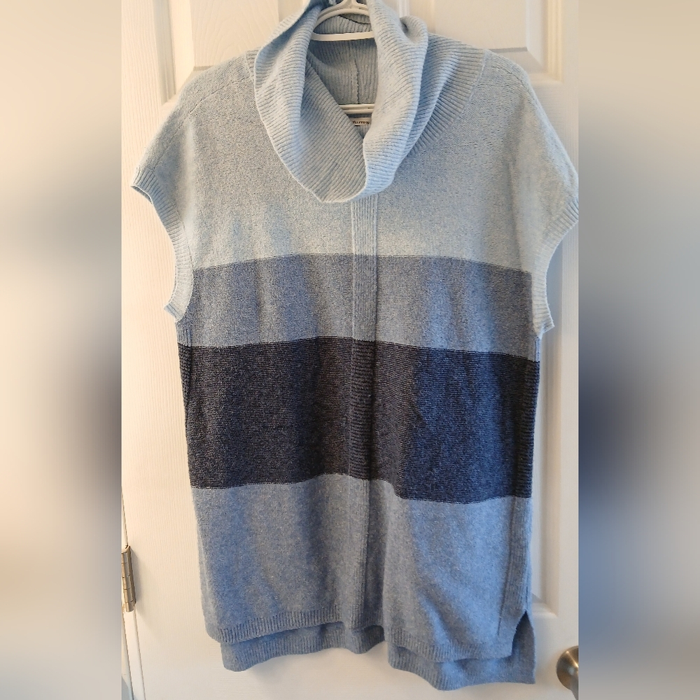 Croft & Barrow Sleeveless Turtleneck Sweater Size Large Blue Color‑Block Stripes